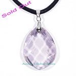 Sold Out Faceted Natural Clear Rock Crystal Quartz Pendant in Pear Shape & Rope Leather Kindle Necklace